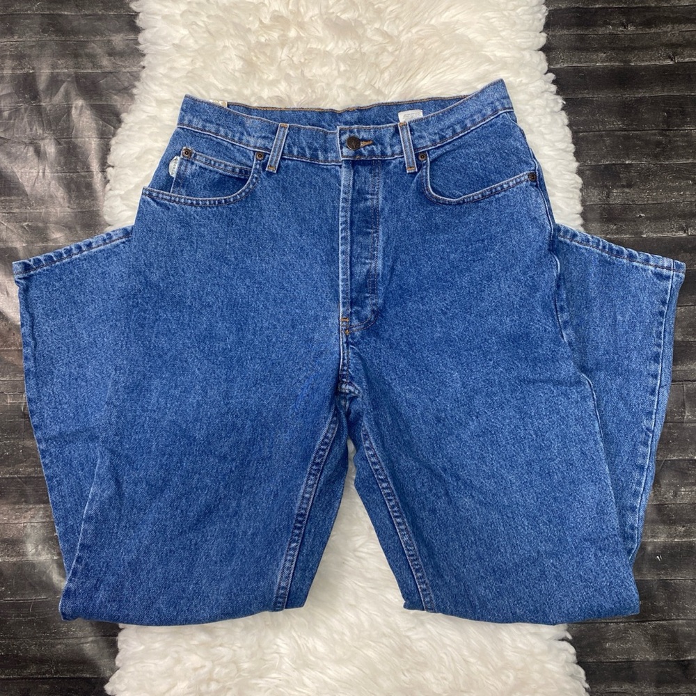 VINTAGE WOMENS DESERT BLUE JEANS DENIM BLUE BUTTON FLY JEANS CASUAL BASIC Y2K
